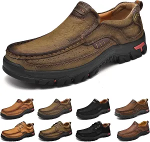 Men's Slip On Waterproof Loafers Leather Walking Boots Mens Slip-On Dress Shoes Slippers for Men Outdoor Trekking Camping Sneakers