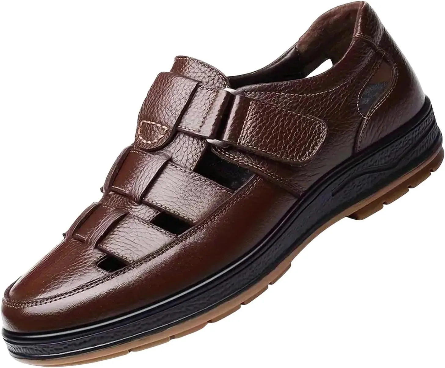 Men's Sneakers Men's Leather Breathable Hollow Casual Leather Shoes