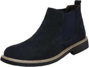 Mens Suede Leather Slip On Classic Chelsea Ankle Boots Retro Casual Low Heels Chukka Elastic Dress Boots for Walking Daily Driving