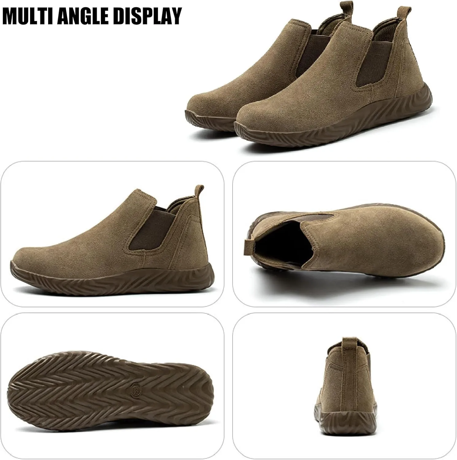 Men's Suede Platform Chukka Boots Casual Comfortable Round Toe Anti-slip Soft Bottom Ankle Booties Lightweight Industrial Walking Working Boots