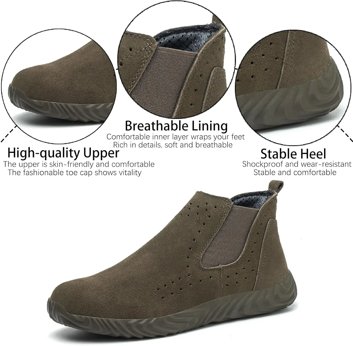 Men's Suede Platform Chukka Boots Casual Comfortable Round Toe Anti-slip Soft Bottom Ankle Booties Lightweight Industrial Walking Working Boots