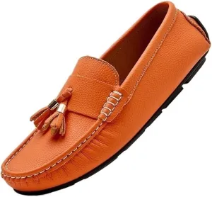 Mens Tassel Loafers Slip On Round Toe Moccasins Driving Shoes Lightweight Flat Heel Flexible Comfortable Outdoor Casual