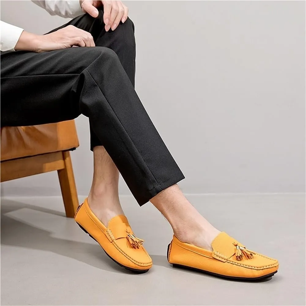 Mens Tassel Loafers Slip On Round Toe Moccasins Driving Shoes Lightweight Flat Heel Flexible Comfortable Outdoor Casual