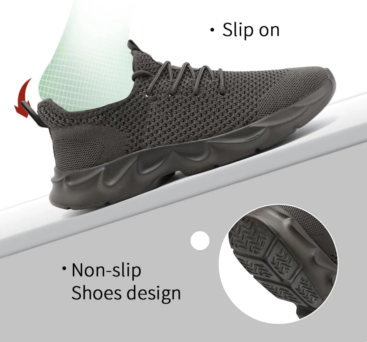 Mens Walking Shoes Slip On Tennis Non Slip Sneakers Outdoor Running Sports Trainers Breathable Tennis Casual Shoes