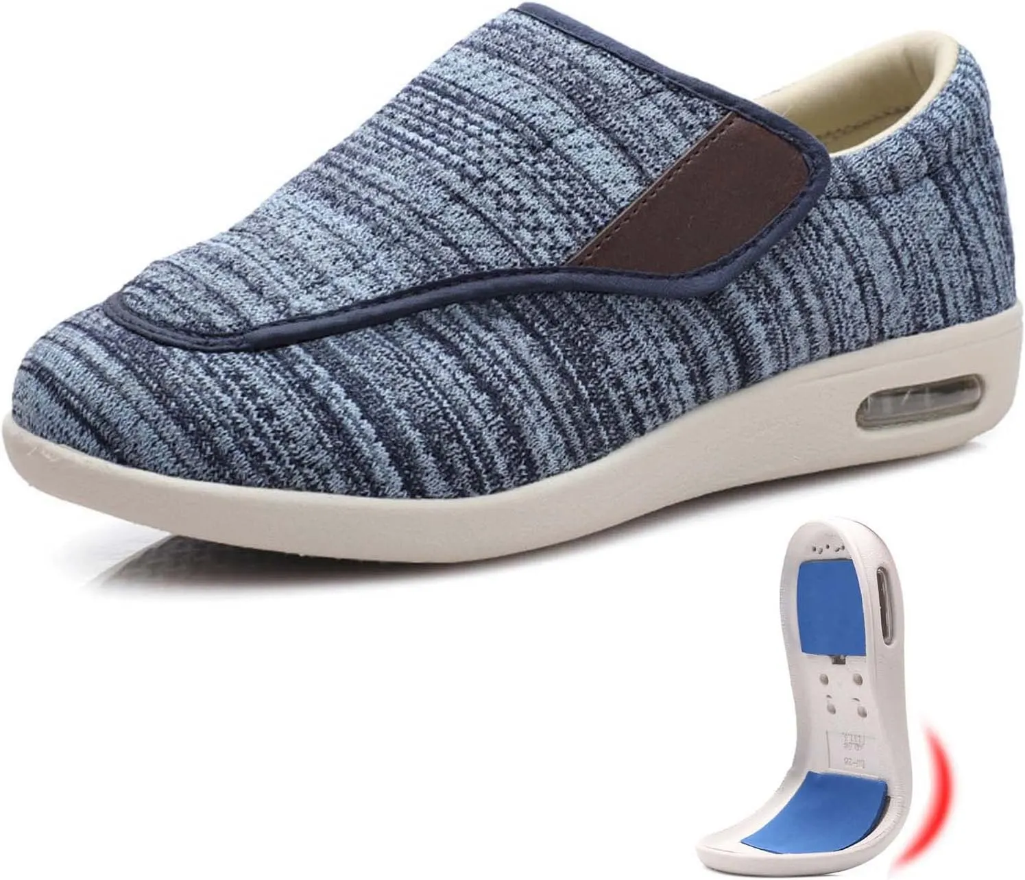 Men's Wide Width Shoes with Adjustable Closure Lightweight,with Removable Memory Foam Insoles Lightweight for Seniors Swollen Feet Men 7.5/Women 9