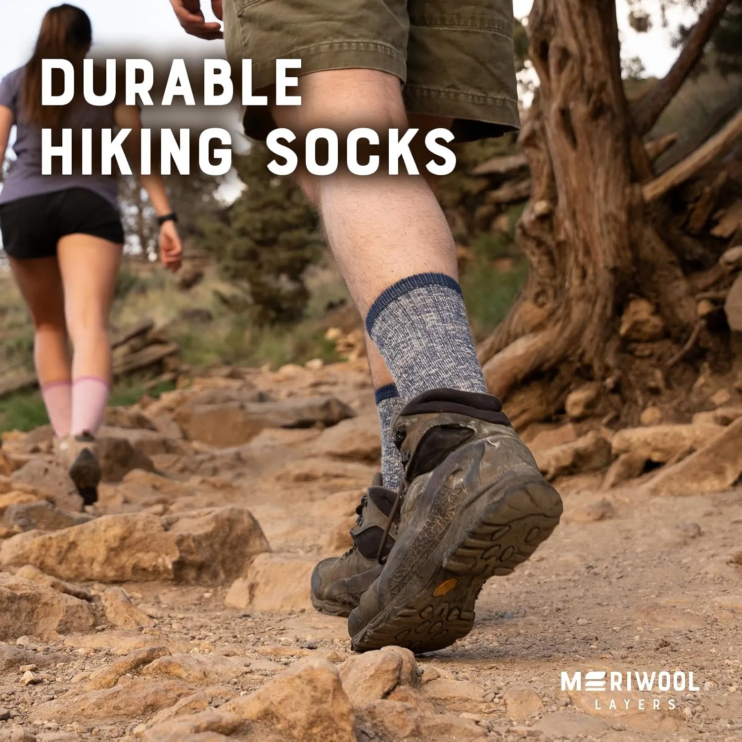 MERIWOOL Merino Wool Lightweight Hiking Socks, 3 Pairs Cushioned & Odor Resistant Outdoor Crew Socks for Men and Women