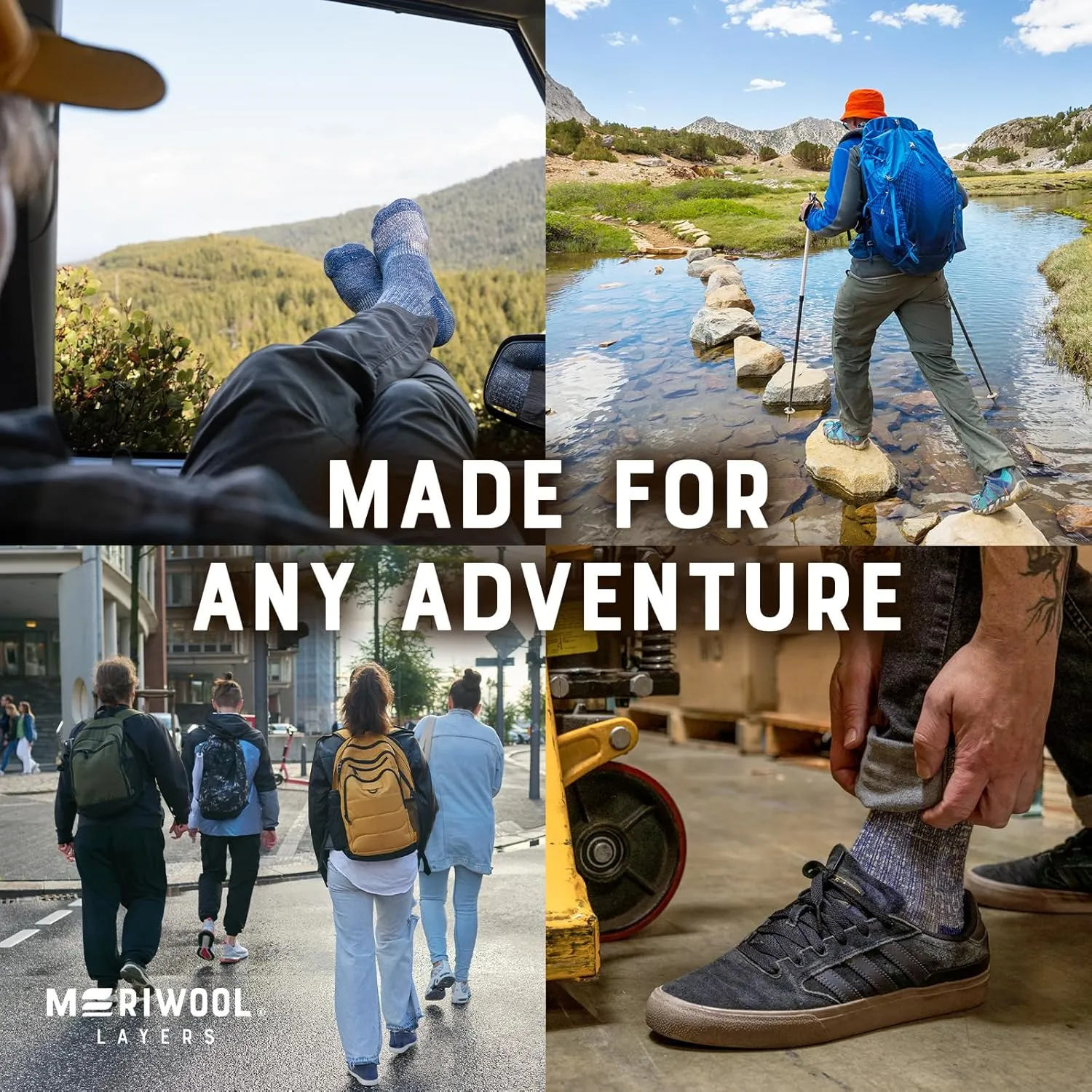 MERIWOOL Merino Wool Lightweight Hiking Socks, 3 Pairs Cushioned & Odor Resistant Outdoor Crew Socks for Men and Women