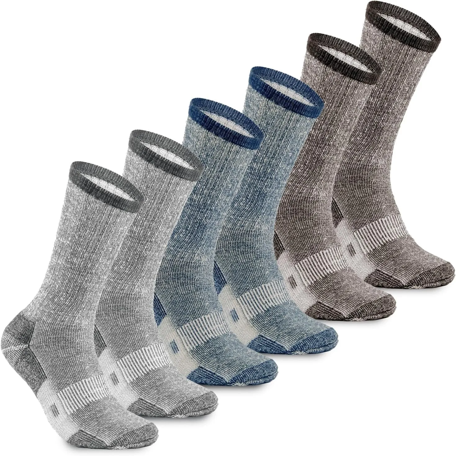 MERIWOOL Merino Wool Lightweight Hiking Socks, 3 Pairs Cushioned & Odor Resistant Outdoor Crew Socks for Men and Women