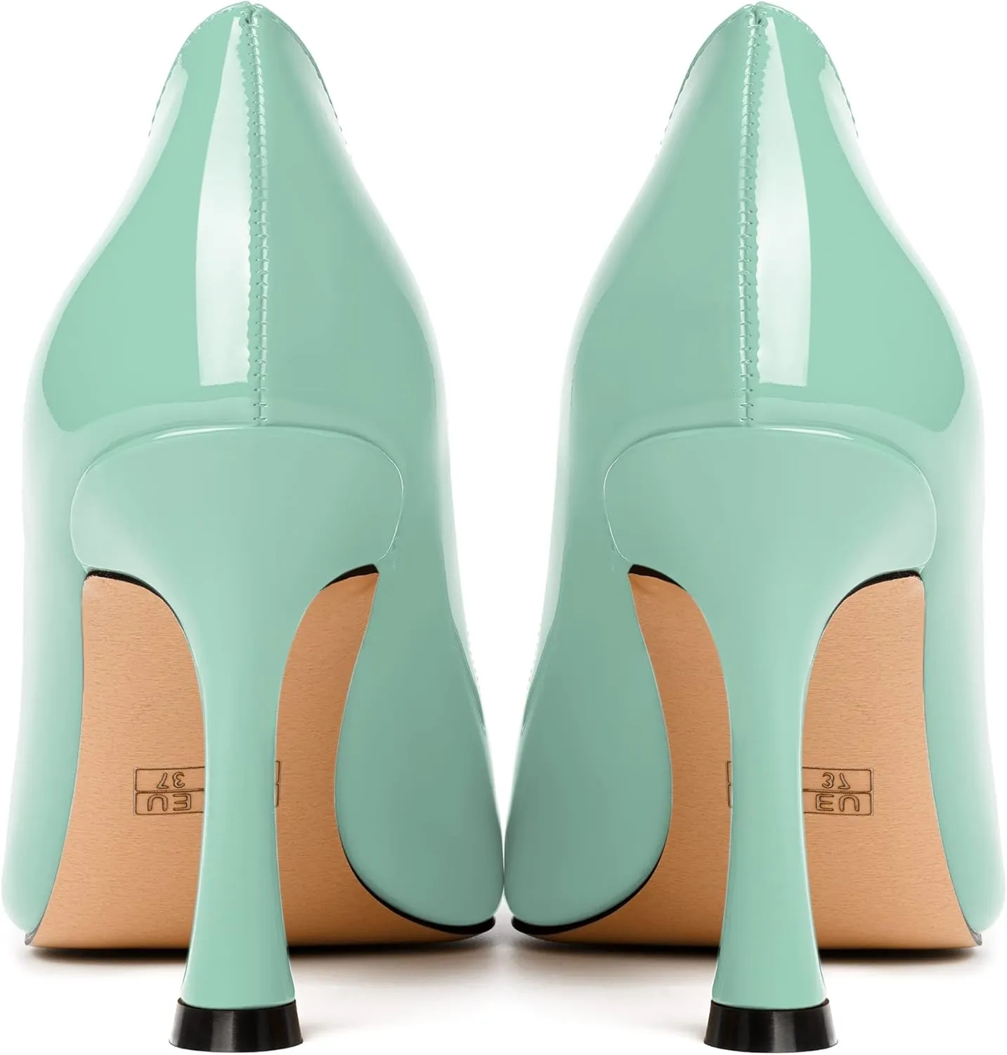 MERRORI Women's Heels Slip On Dress Patent Dating Solid Pointed Toe Stiletto High Heel Pumps Shoes 3.3 Inch