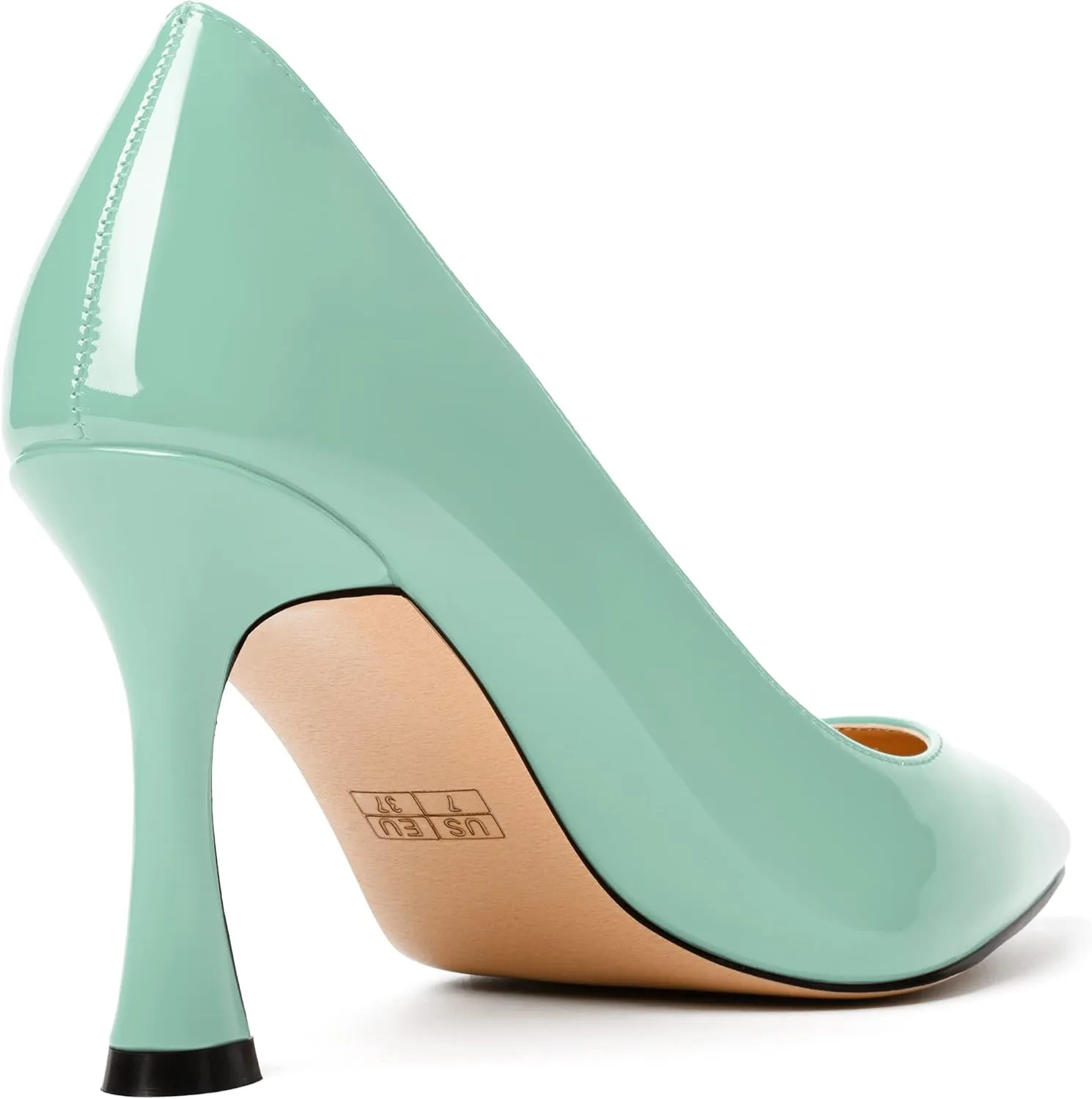 MERRORI Women's Heels Slip On Dress Patent Dating Solid Pointed Toe Stiletto High Heel Pumps Shoes 3.3 Inch
