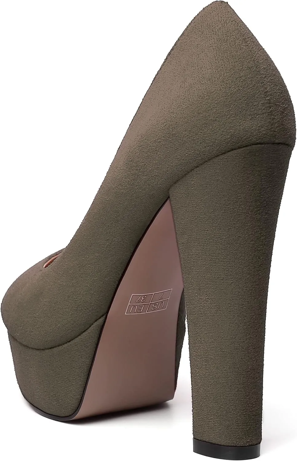 MERRORI Womens Round Toe Platform Party Suede Slip On Sexy Solid Chunky Super Super High Heel Pumps Shoes 5 Inch