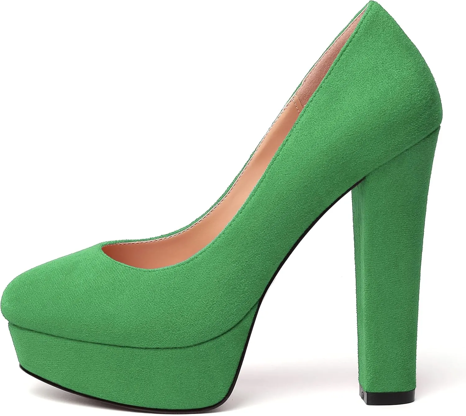 MERRORI Womens Round Toe Platform Party Suede Slip On Sexy Solid Chunky Super Super High Heel Pumps Shoes 5 Inch