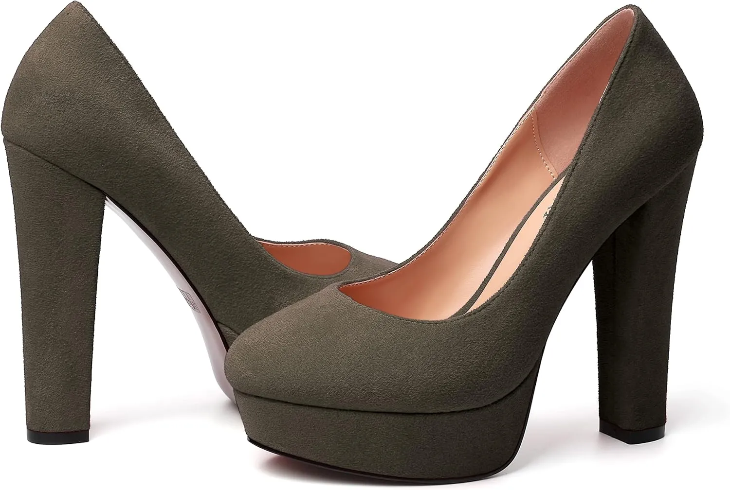 MERRORI Womens Round Toe Platform Party Suede Slip On Sexy Solid Chunky Super Super High Heel Pumps Shoes 5 Inch