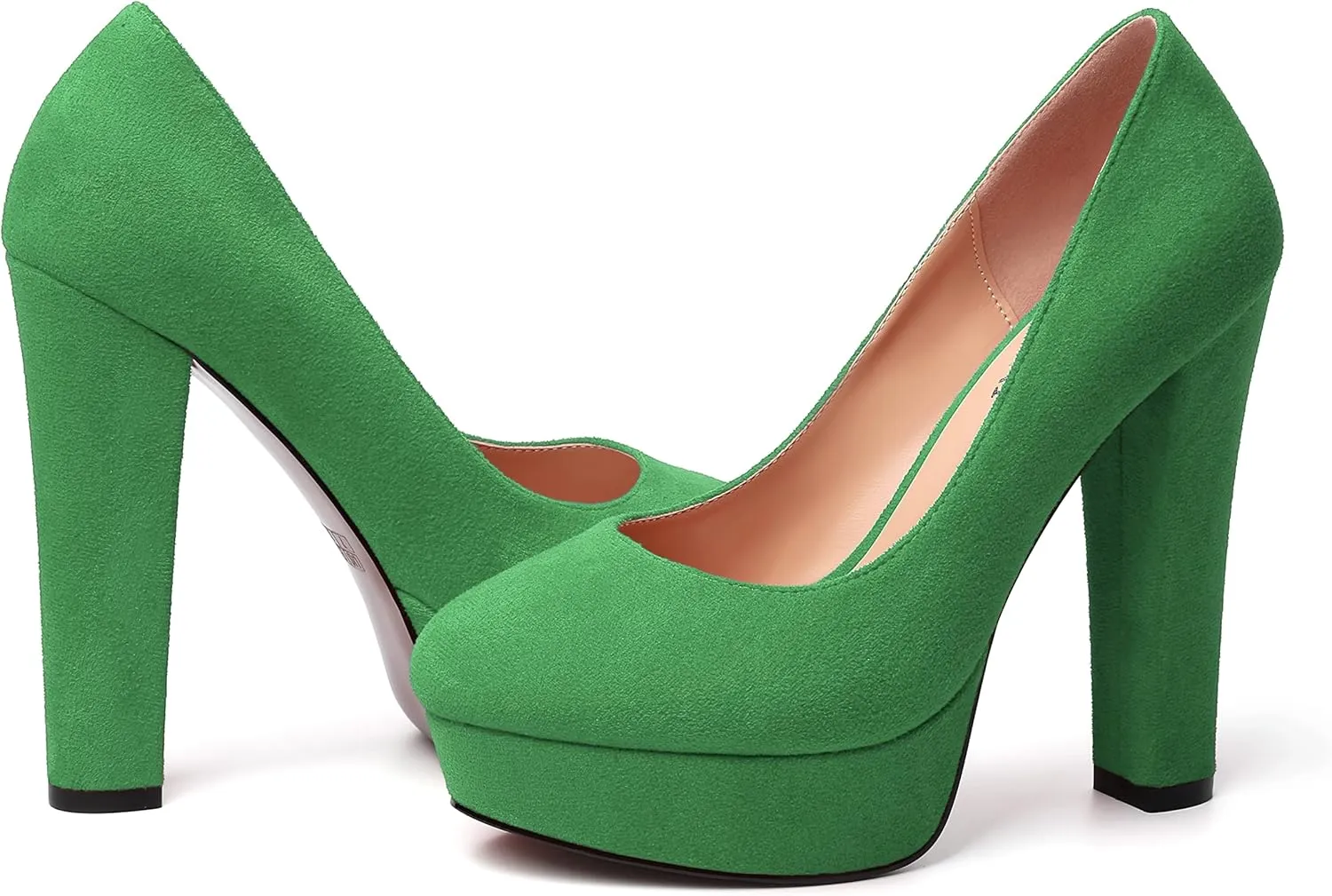 MERRORI Womens Round Toe Platform Party Suede Slip On Sexy Solid Chunky Super Super High Heel Pumps Shoes 5 Inch