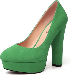 MERRORI Womens Round Toe Platform Party Suede Slip On Sexy Solid Chunky Super Super High Heel Pumps Shoes 5 Inch