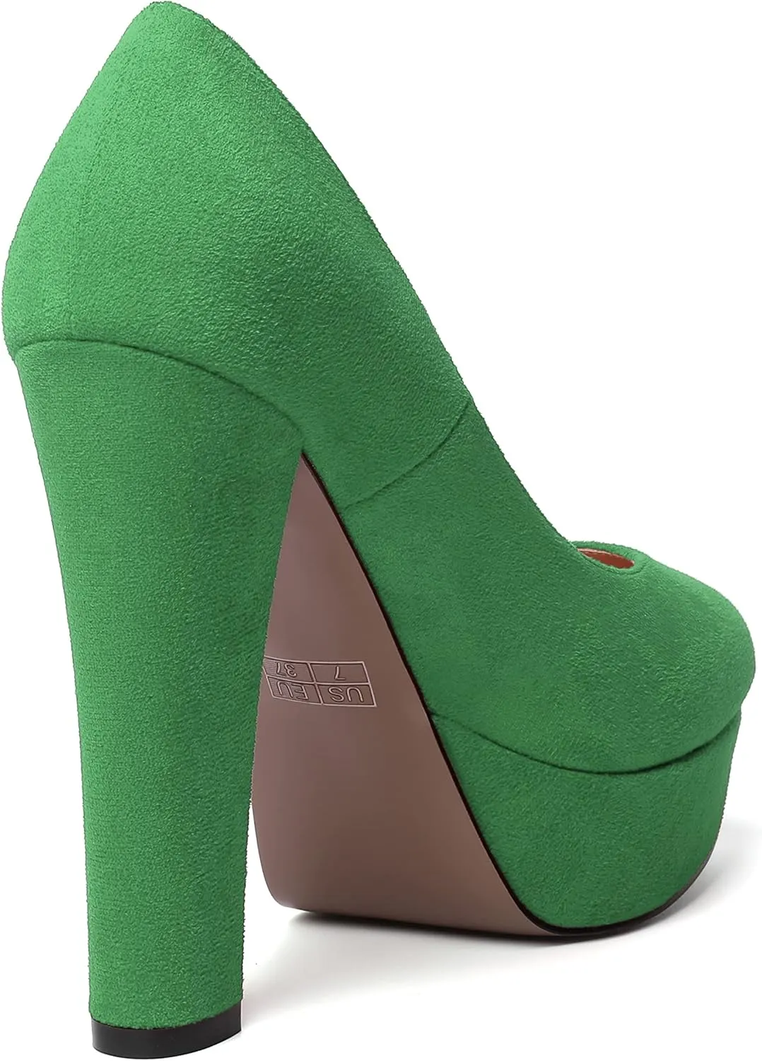 MERRORI Womens Round Toe Platform Party Suede Slip On Sexy Solid Chunky Super Super High Heel Pumps Shoes 5 Inch