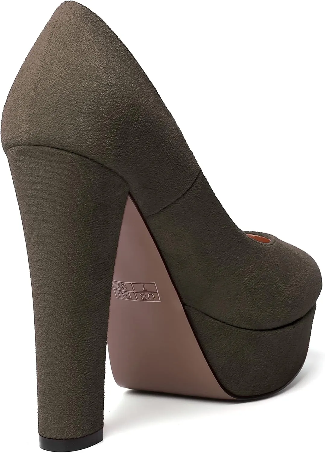 MERRORI Womens Round Toe Platform Party Suede Slip On Sexy Solid Chunky Super Super High Heel Pumps Shoes 5 Inch