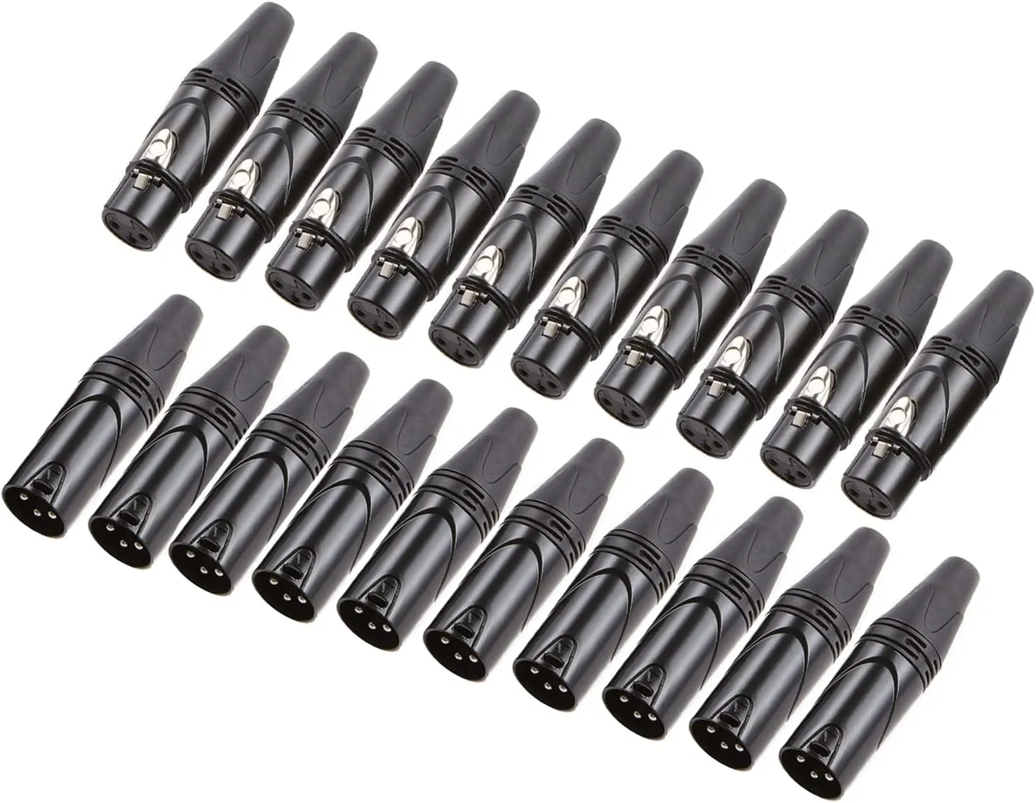 MFL. 3-Pin XLR Cable Connector Male and Female with Nickel Housing and Silver Contacts Mic Cable Plug Connector Audio Socket, Black, 10 Pairs