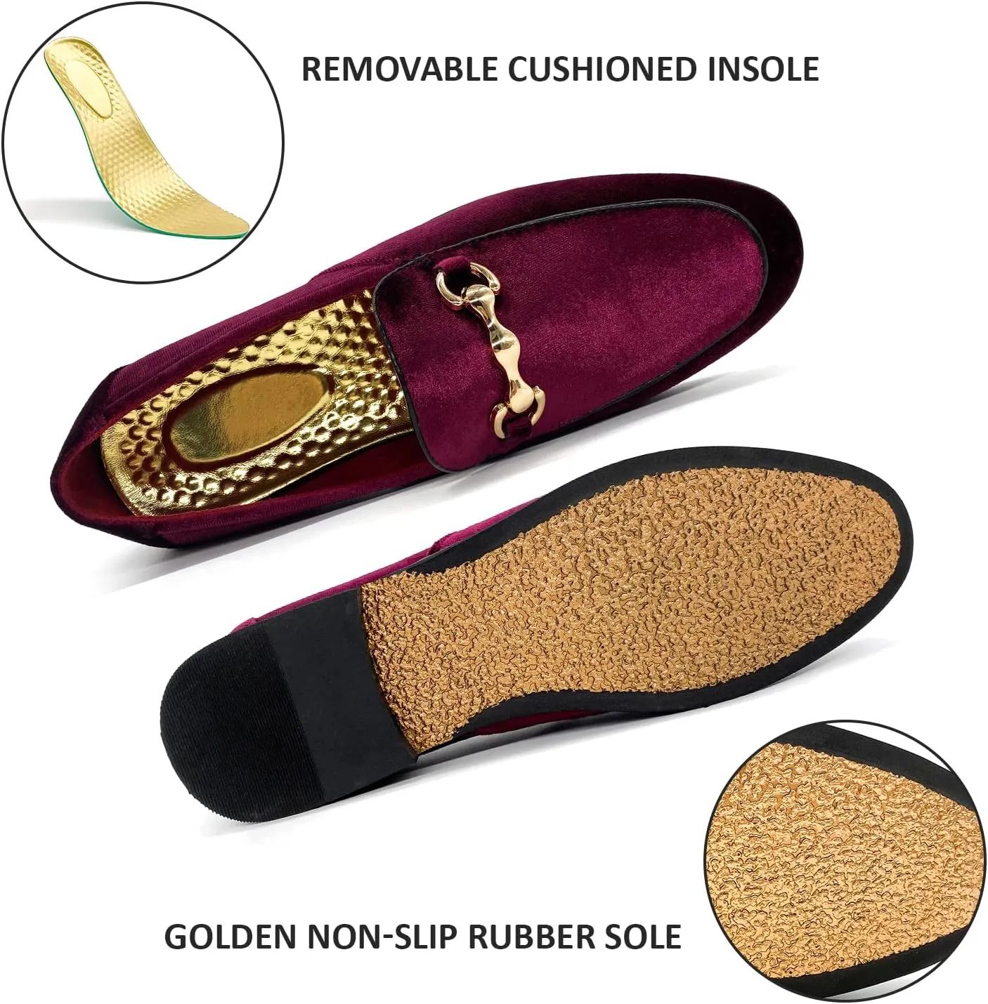 MHB Men's Multiple Colors Velvet Loafer Slip-on Tuxedo Dress Shoes Glitter Suede Smoking Slipper