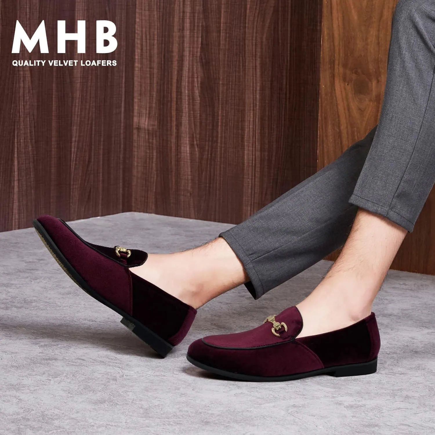MHB Men's Multiple Colors Velvet Loafer Slip-on Tuxedo Dress Shoes Glitter Suede Smoking Slipper