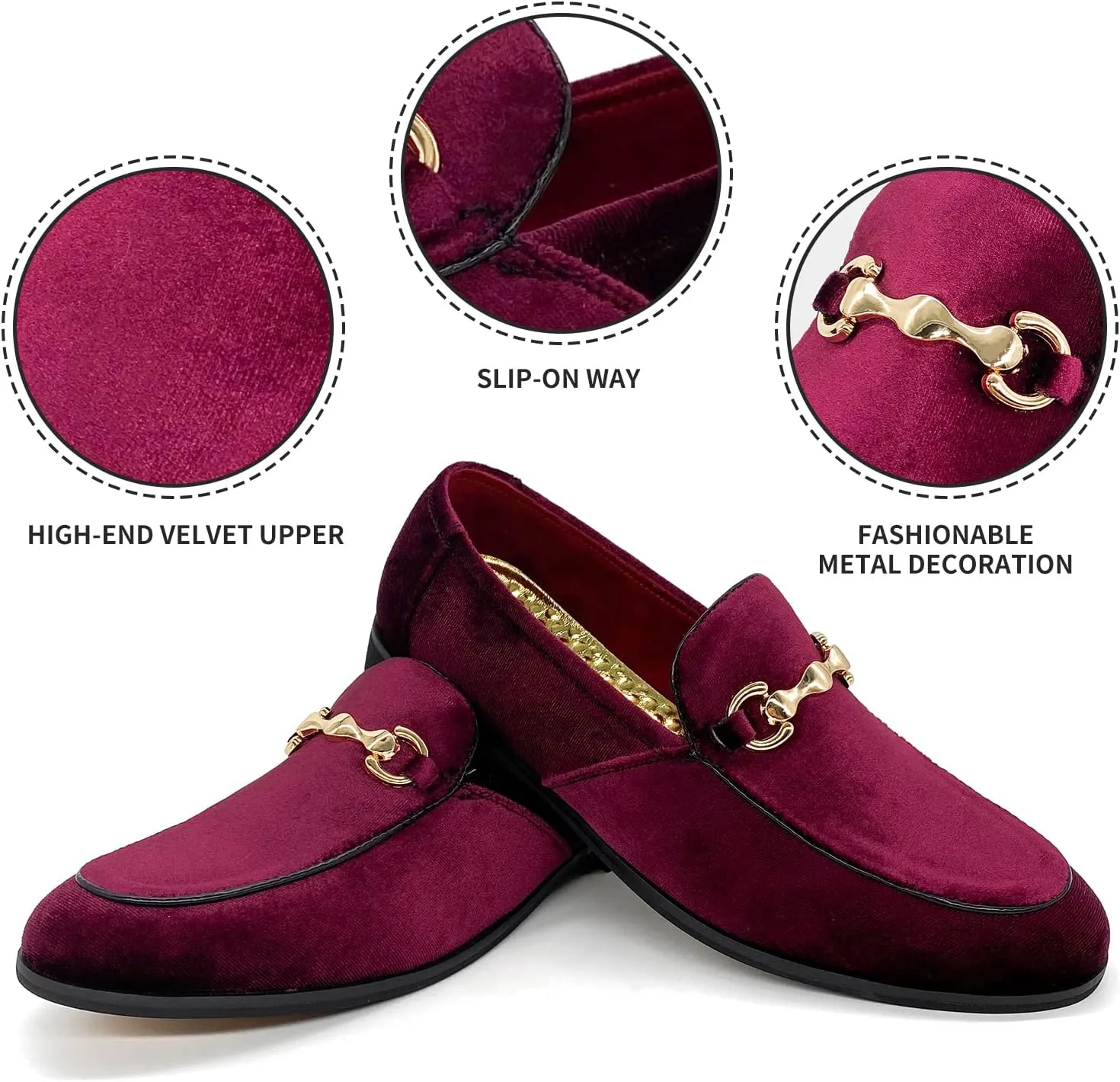 MHB Men's Multiple Colors Velvet Loafer Slip-on Tuxedo Dress Shoes Glitter Suede Smoking Slipper