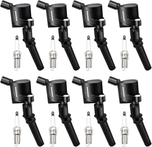 Micro Set of 8 Curved Boot Ignition Coil Pack DG508 & 8 Iridium Spark Plugs SP493 Compatible with Ford Lincoln Mercury F150 E150 E250 Expedition 4.6L V8 Replacement for DG457 FD503