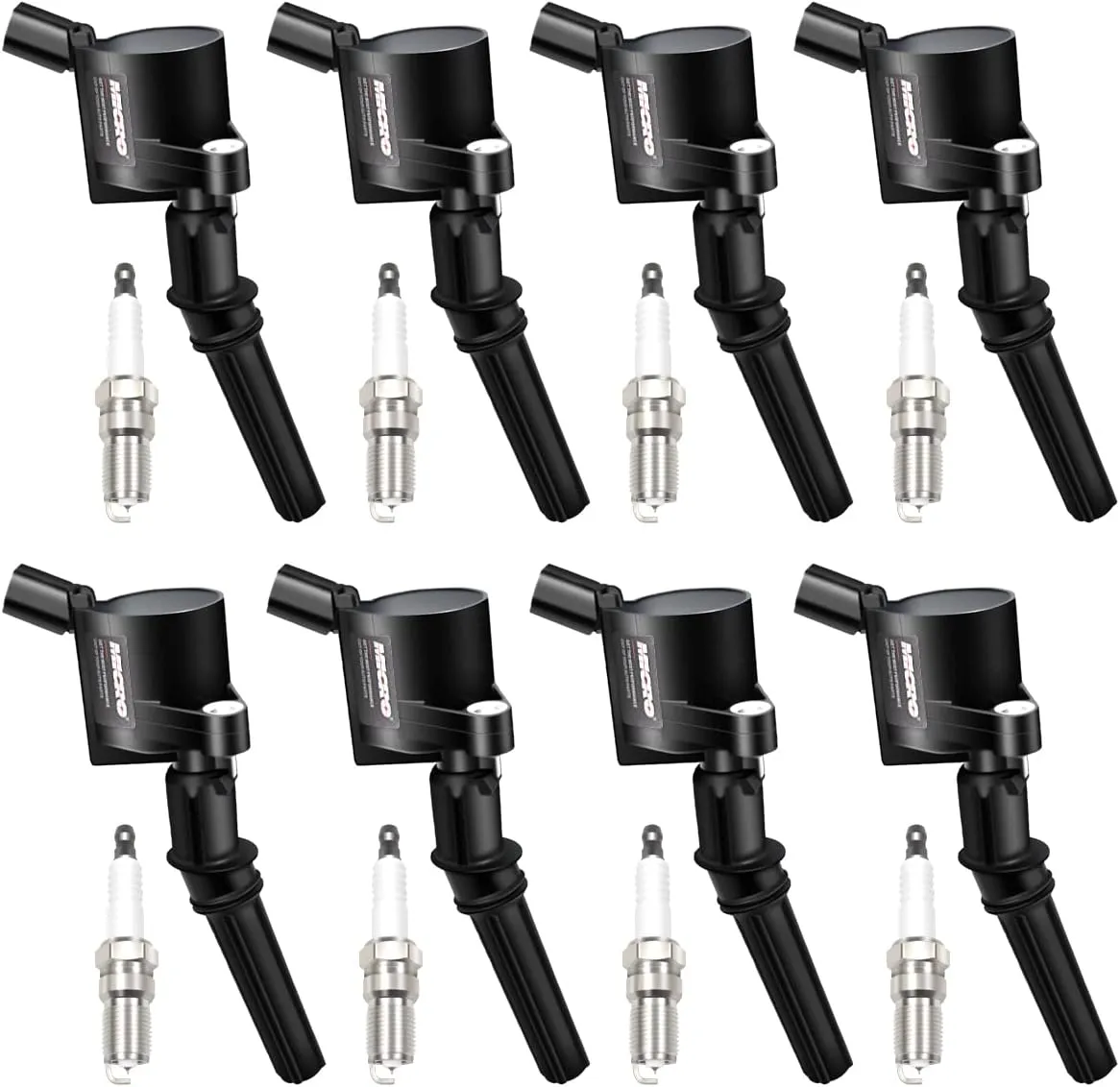 Micro Set of 8 Curved Boot Ignition Coil Pack DG508 & 8 Iridium Spark Plugs SP493 Compatible with Ford Lincoln Mercury F150 E150 E250 Expedition 4.6L V8 Replacement for DG457 FD503