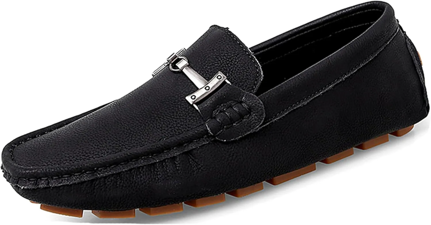 Minishion Comfortable Dress Loafers for Men with Buckle Summer Casual Shoes YY005