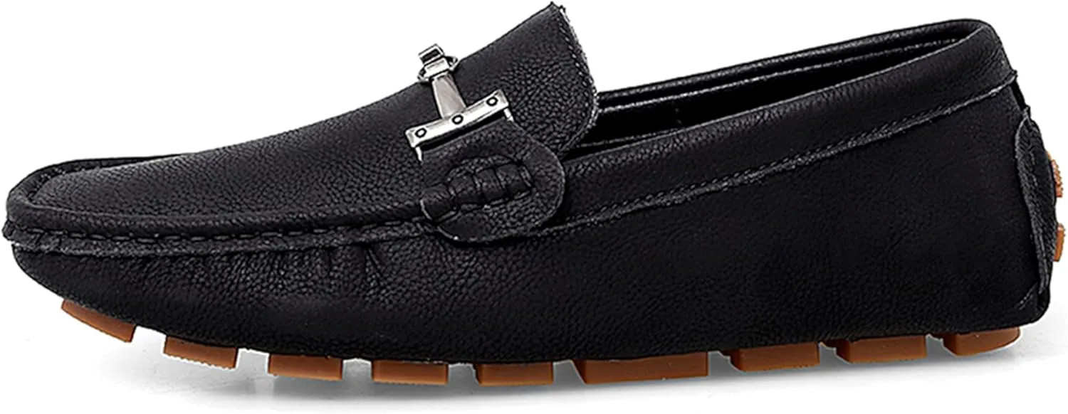 Minishion Comfortable Dress Loafers for Men with Buckle Summer Casual Shoes YY005