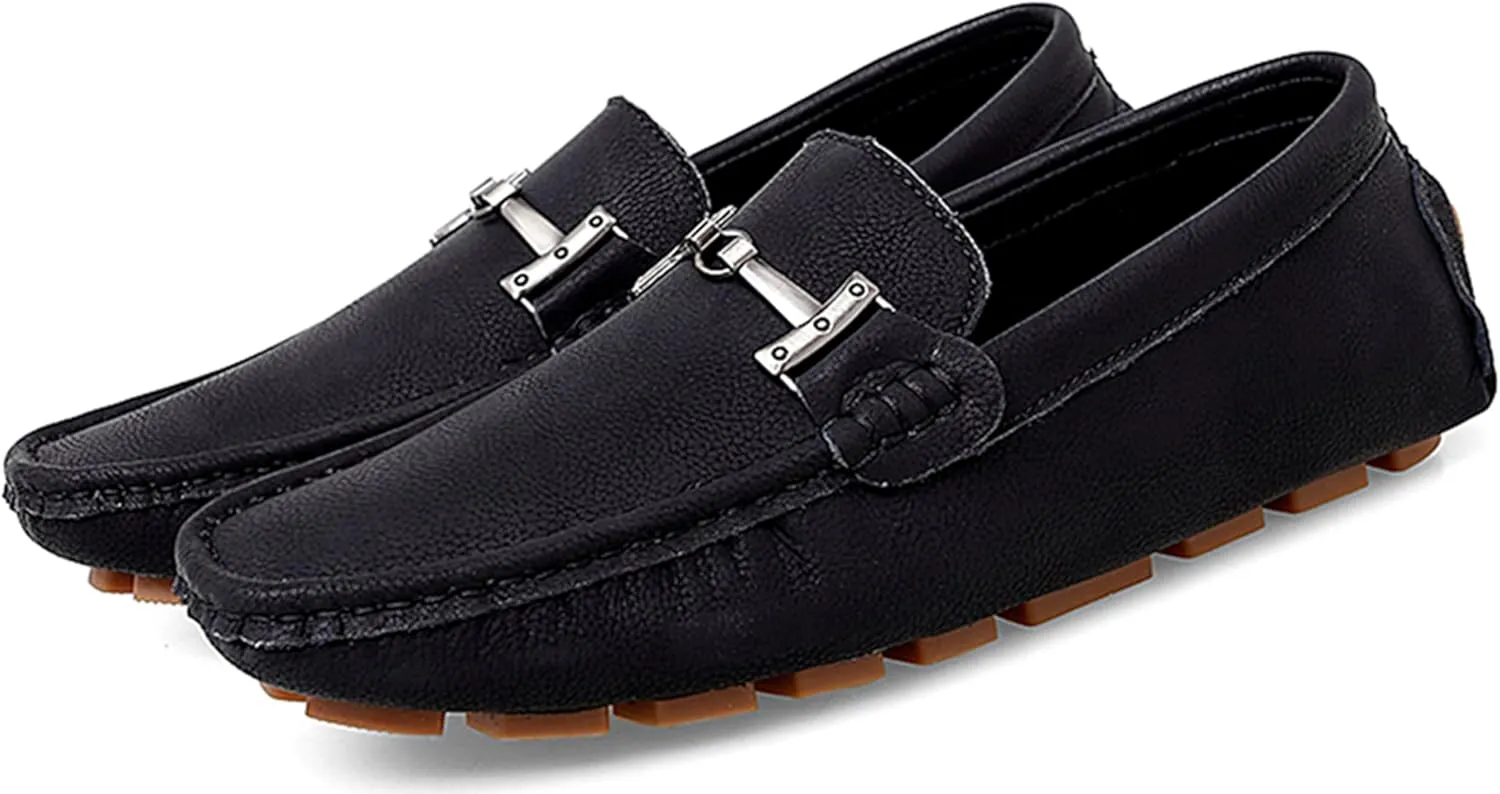 Minishion Comfortable Dress Loafers for Men with Buckle Summer Casual Shoes YY005