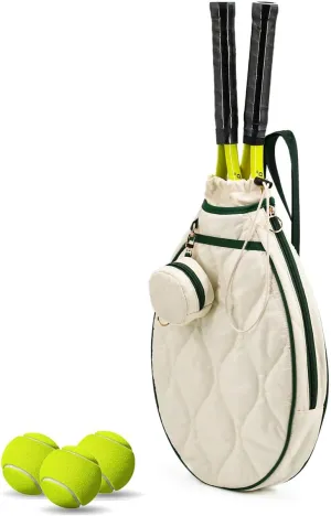 Multi-Use Sling Tennis Bag For Sport Convertible Padel Backpack With Hidden Straps,Ball Sleeve (White)