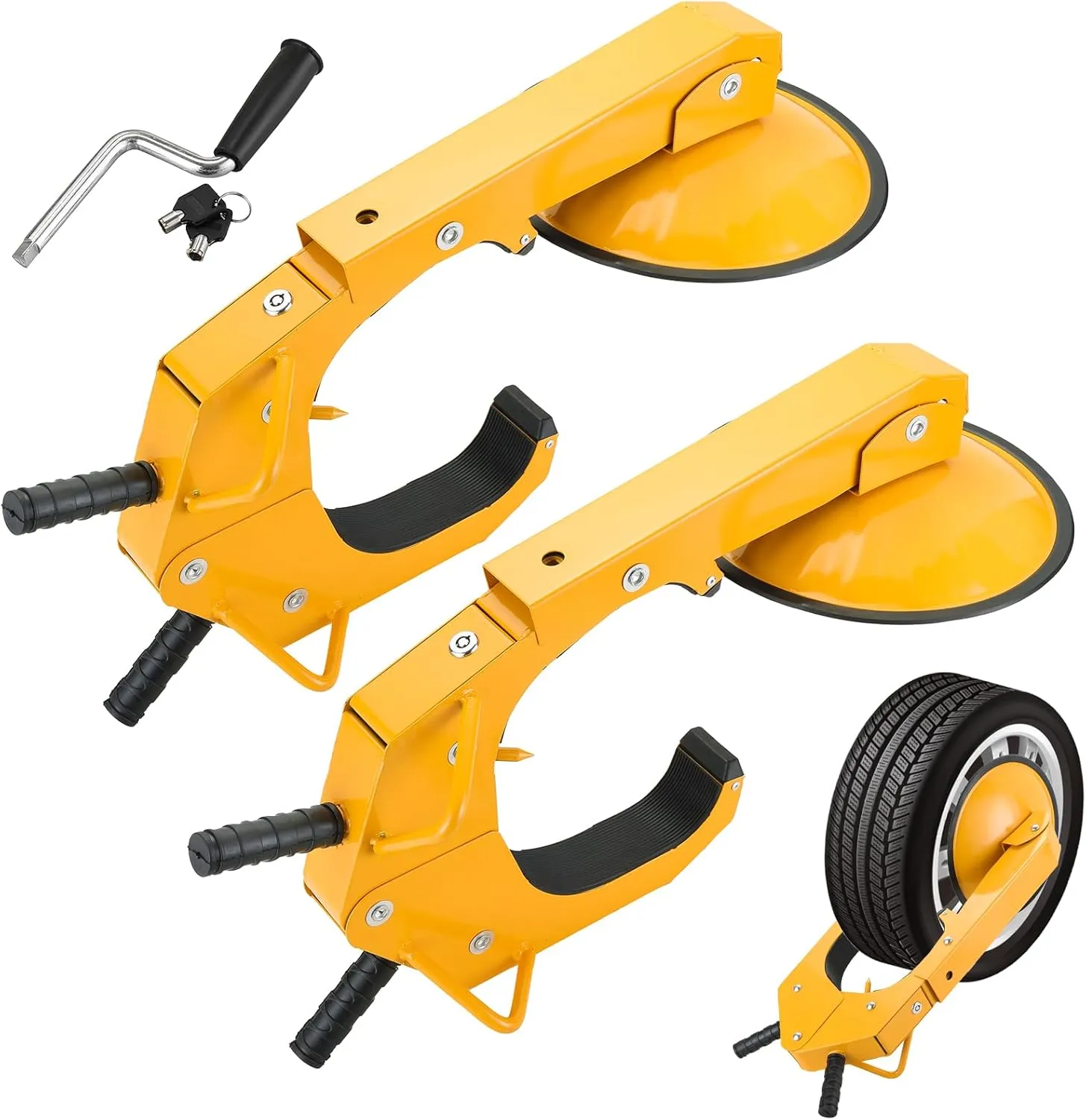 NATGAI Trailer Wheel Lock Clamp Set | 2 Pack Heavy-Duty Adjustable Car Tire Boot Lock, Anti-Theft Tire Lock for Cars, Trucks, RVs, and Trailers, Trailer Wheel Lock with Dual Keys Security (2 Pack)