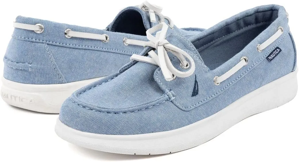 Nautica Women's Casual Boat Shoes, Moc-Toe Loafers with Cushioned Insole, Deck Fashion Sneaker