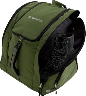 Navaris Ski Boot Bag - Padded Walking Boots Bag - Water-Resistant Polyester Welly Backpack with Pockets - Extra Storage For Hiking and Skiing Accessories - Fits Up To Size 11