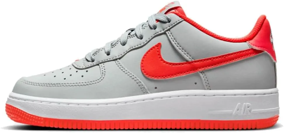 Nike Air Force 1 Big Kids' Shoes (CT3839-005, Light Smoke Grey/White/Bright) Size 6.5