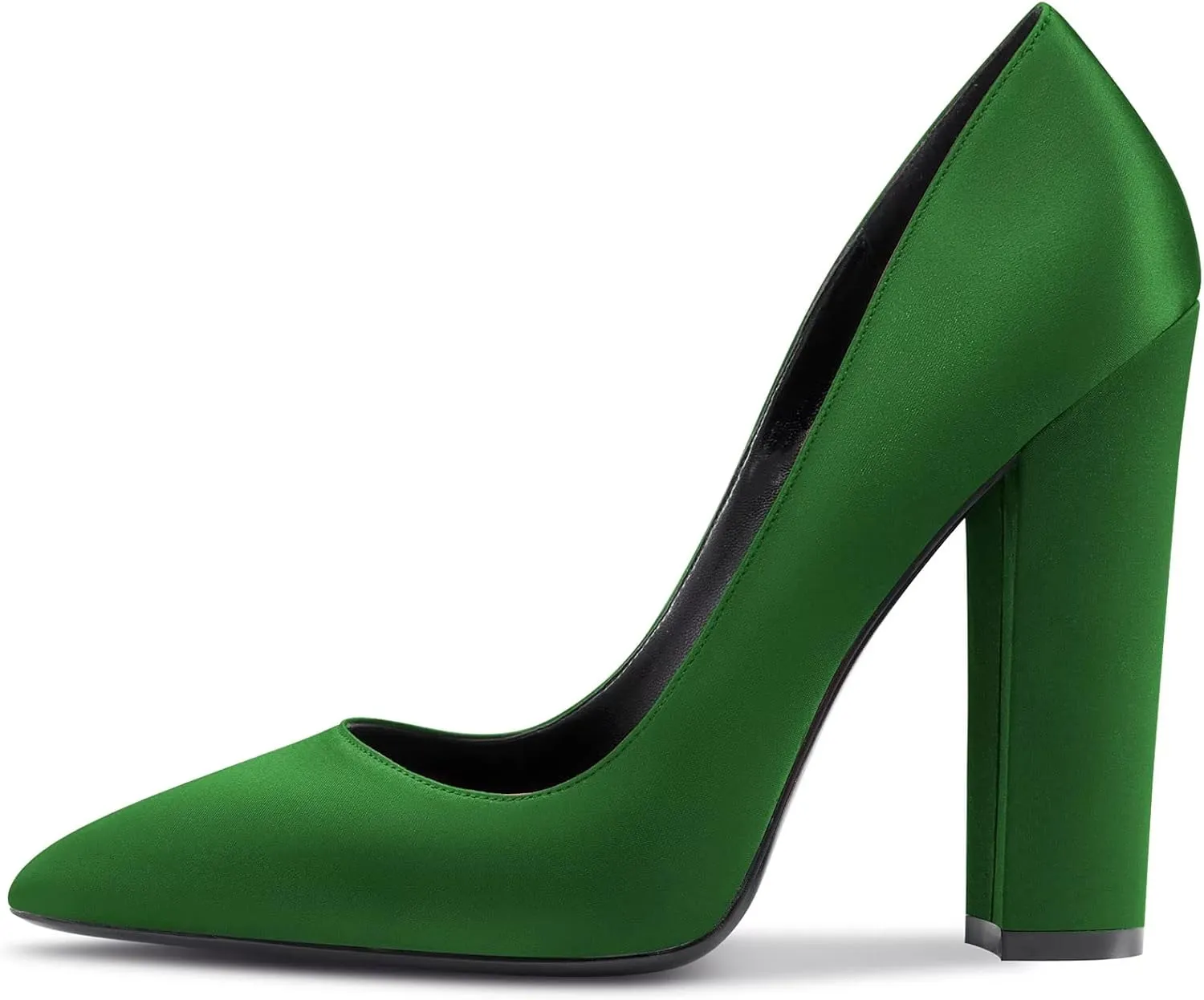 NobleOnly Women High Chunky Block Heel Pointed Toe Slip-on Pumps Dress Sexy Wedding 4.7 Inches Heels