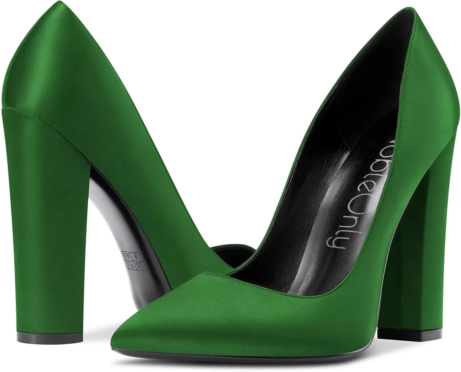 NobleOnly Women High Chunky Block Heel Pointed Toe Slip-on Pumps Dress Sexy Wedding 4.7 Inches Heels