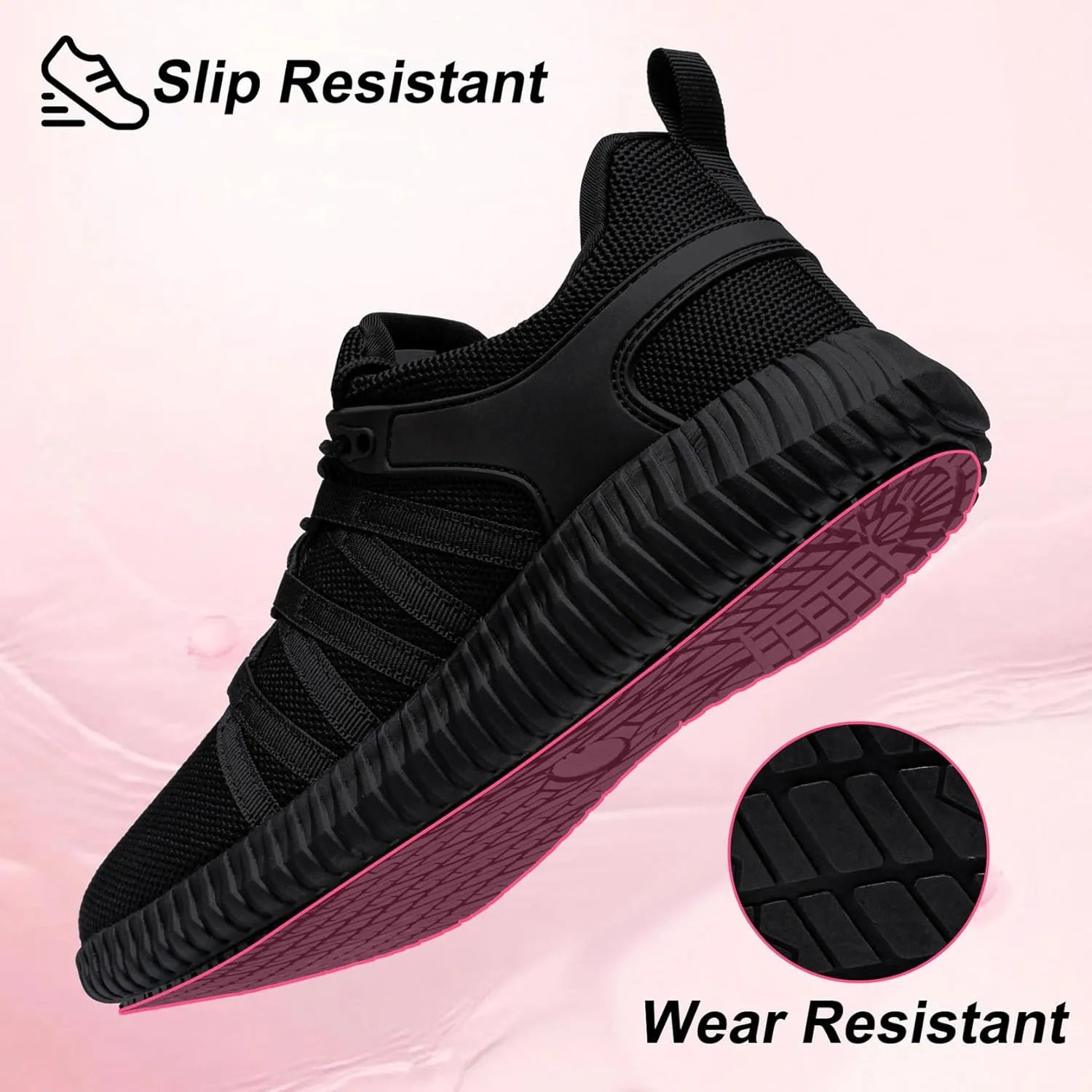 Non Slip Work Shoes for Women Food Service Lightweight Waterproof Kitchen Chef Shoe Restaurant Walking Sneakers Nursing Slip Resistant Footwear, Black