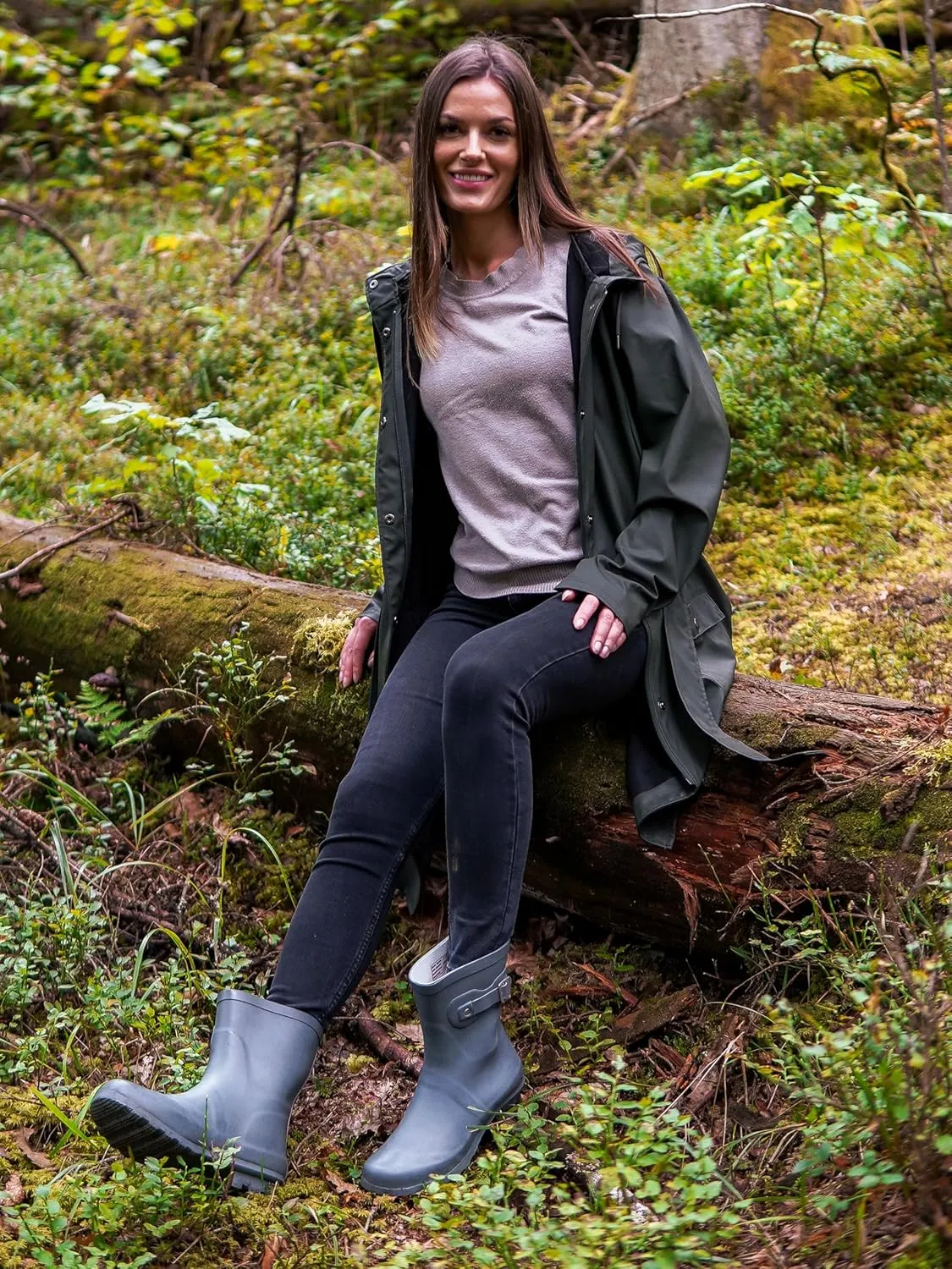 NORTY Rubber Boots for Women - Waterproof Above-Ankle Rain Shoes for Work and Recreation - All-Weather Outdoor Footwear - Runs 1/2 Size Large