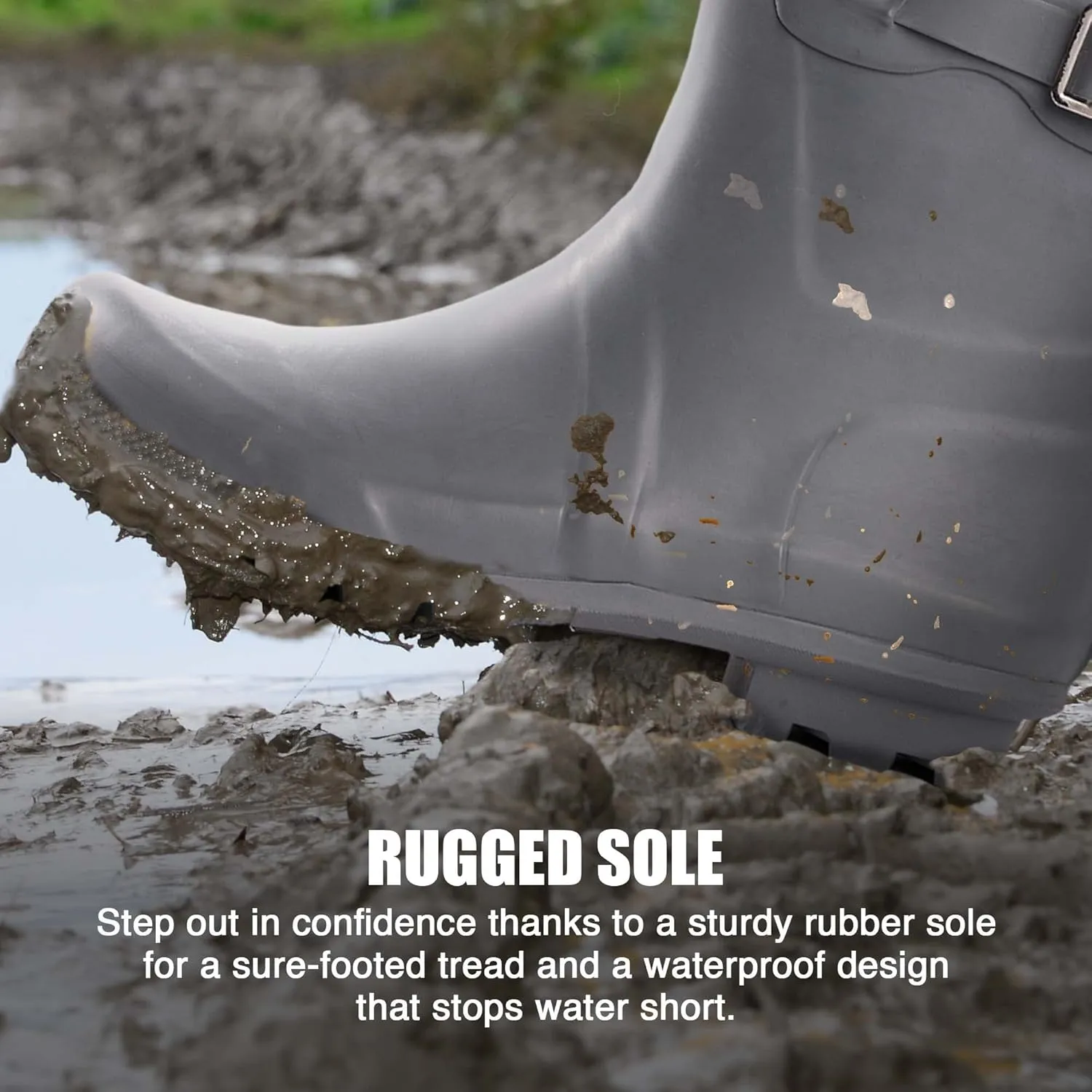 NORTY Rubber Boots for Women - Waterproof Above-Ankle Rain Shoes for Work and Recreation - All-Weather Outdoor Footwear - Runs 1/2 Size Large