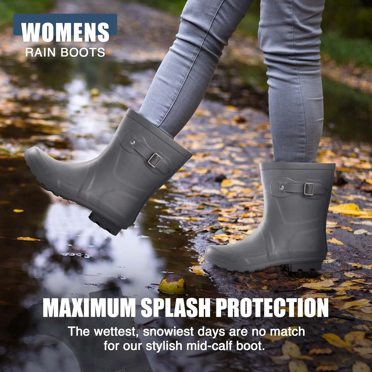 NORTY Rubber Boots for Women - Waterproof Above-Ankle Rain Shoes for Work and Recreation - All-Weather Outdoor Footwear - Runs 1/2 Size Large