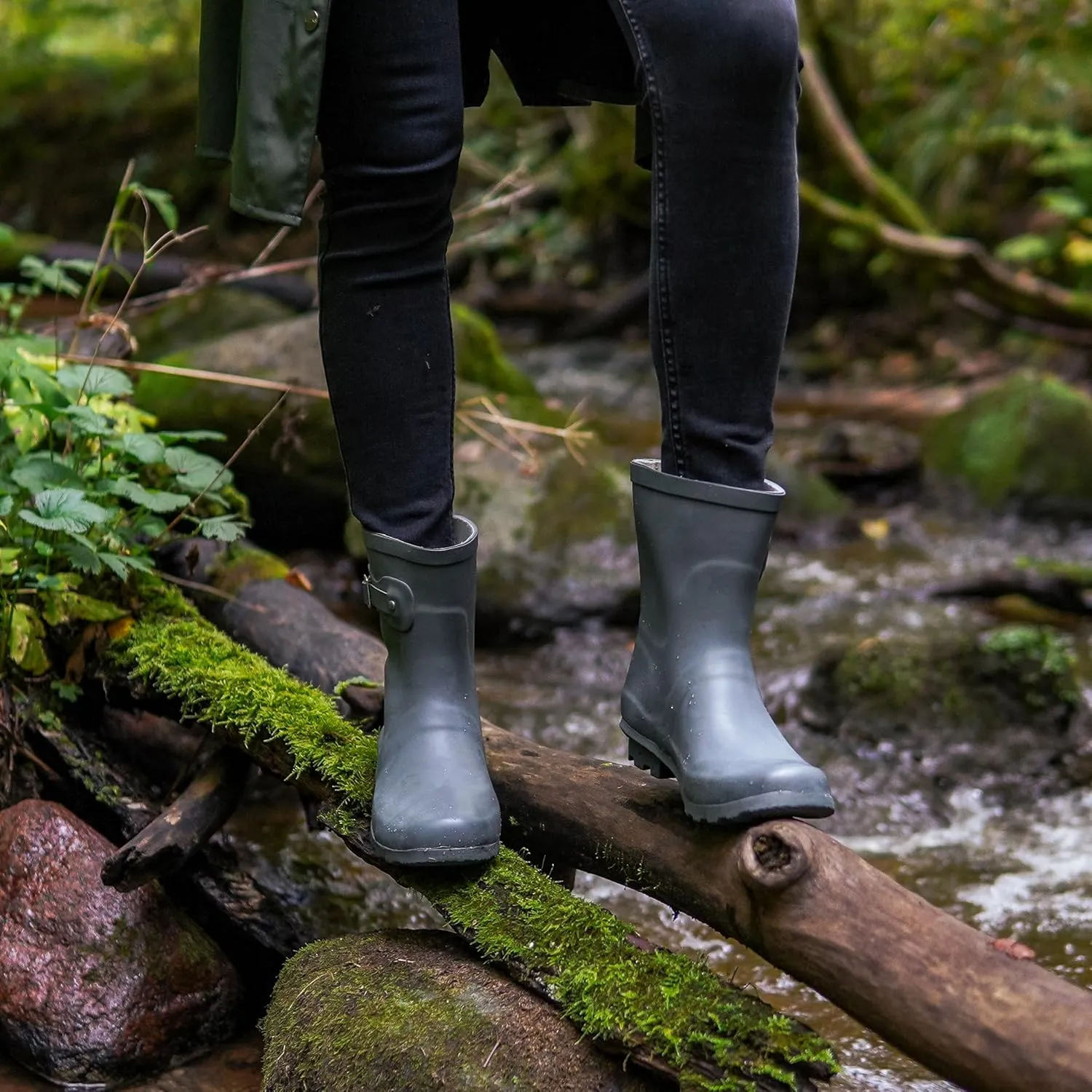 NORTY Rubber Boots for Women - Waterproof Above-Ankle Rain Shoes for Work and Recreation - All-Weather Outdoor Footwear - Runs 1/2 Size Large