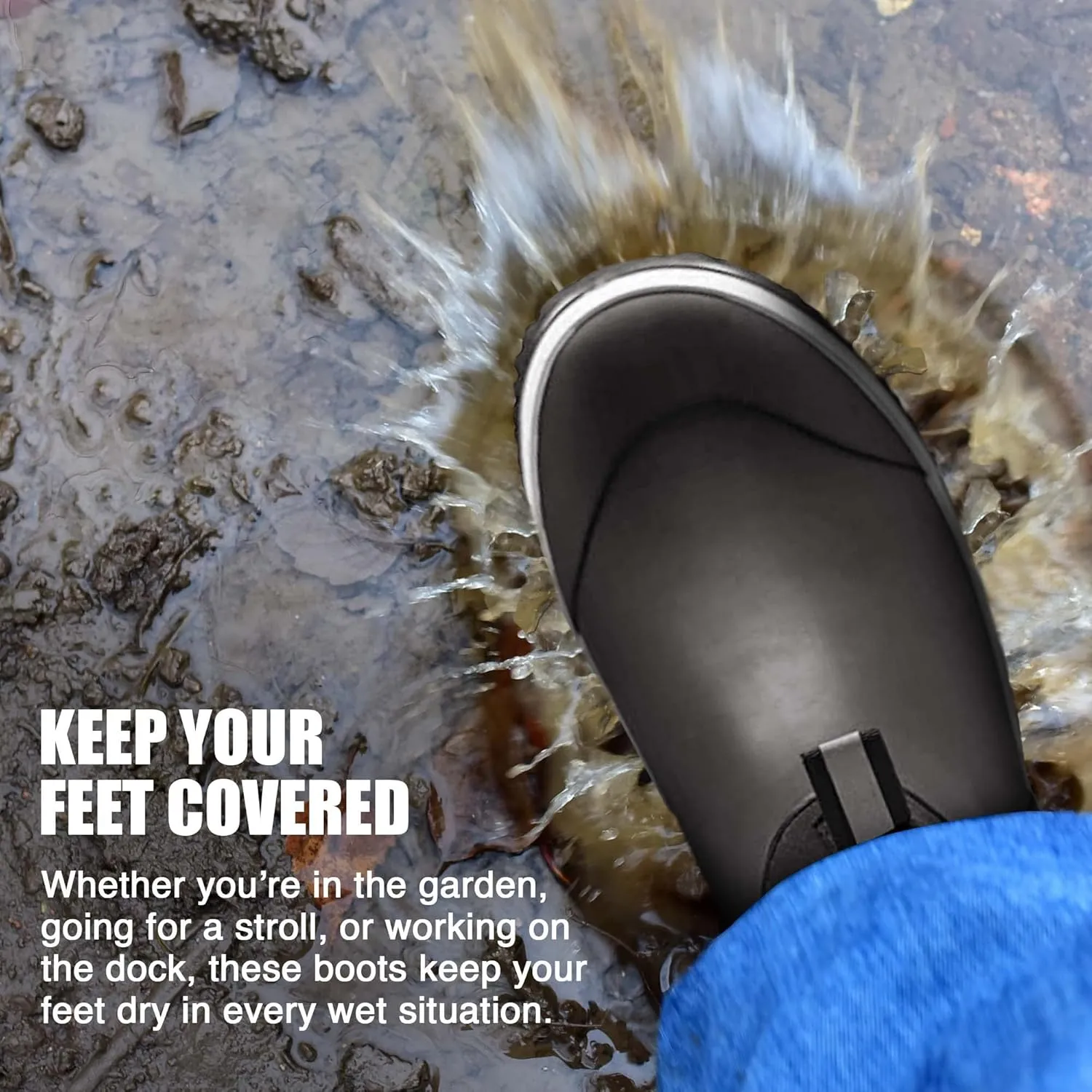 NORTY Size 6-Inch Rubber Ankle Rain Boots for Men - Waterproof Deck Shoes for Work and Recreation- All-Weather Outdoor Footwear - Runs 1-2 Sizes Large