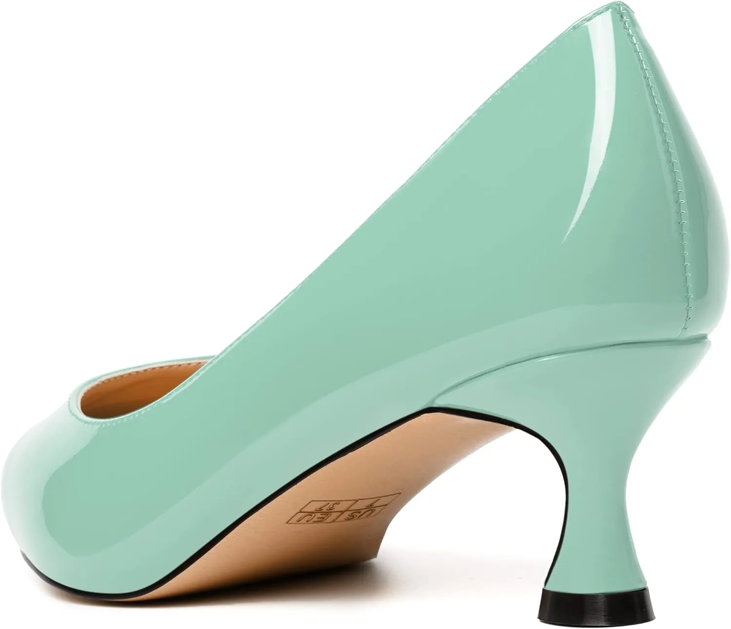 NUMALEO Womens Slip On Solid Patent Party Fashion Pointed Toe Kitten Low Heel Pumps Shoes 2 Inch