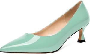 NUMALEO Womens Slip On Solid Patent Party Fashion Pointed Toe Kitten Low Heel Pumps Shoes 2 Inch