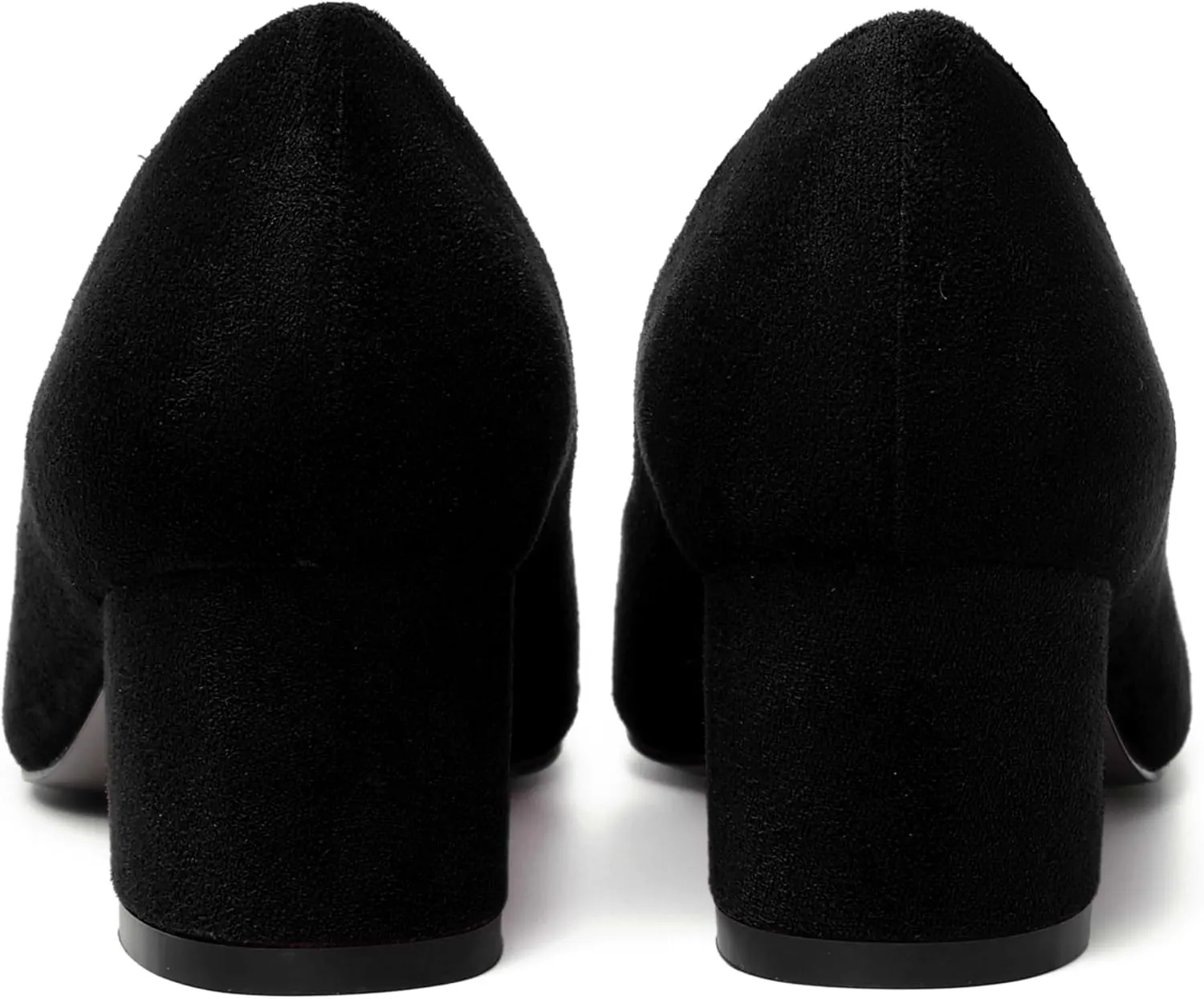 NUMALEO Womens Suede Solid Office Square Toe Slip On Casual Chunky Low Heel Pumps Shoes 2 Inch