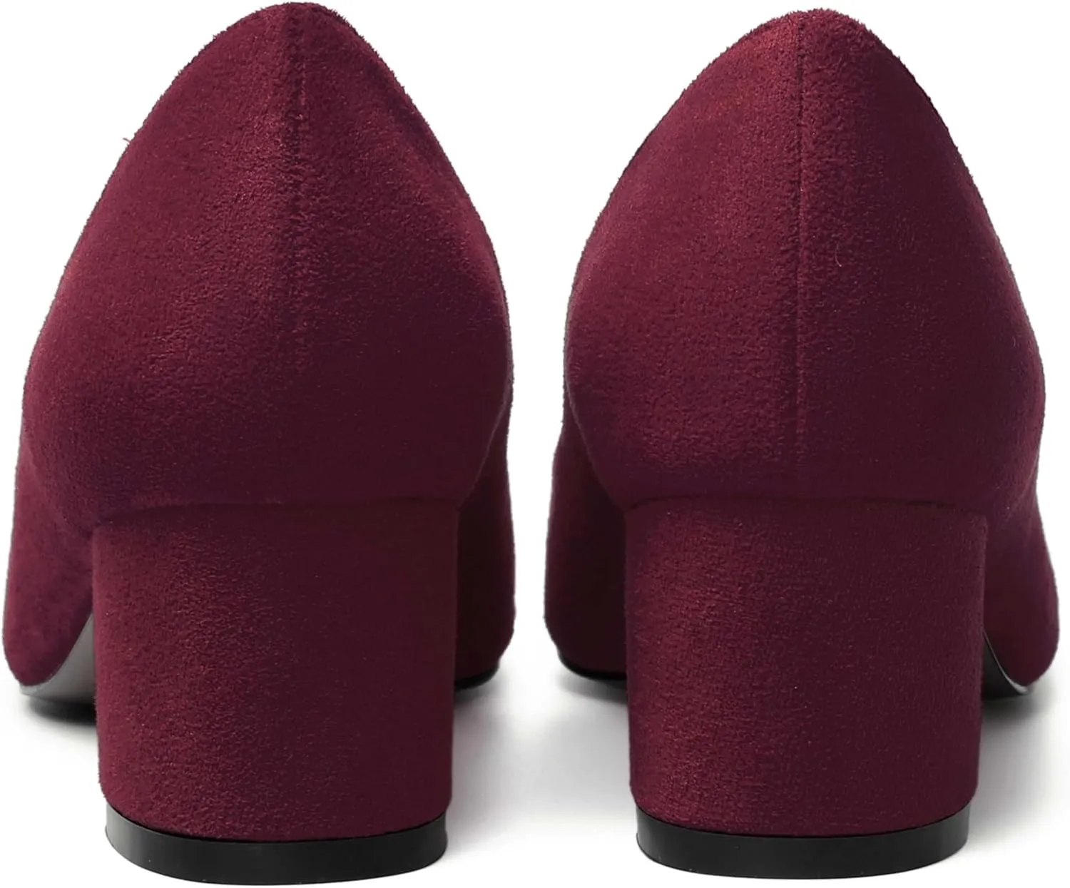 NUMALEO Womens Suede Solid Office Square Toe Slip On Casual Chunky Low Heel Pumps Shoes 2 Inch