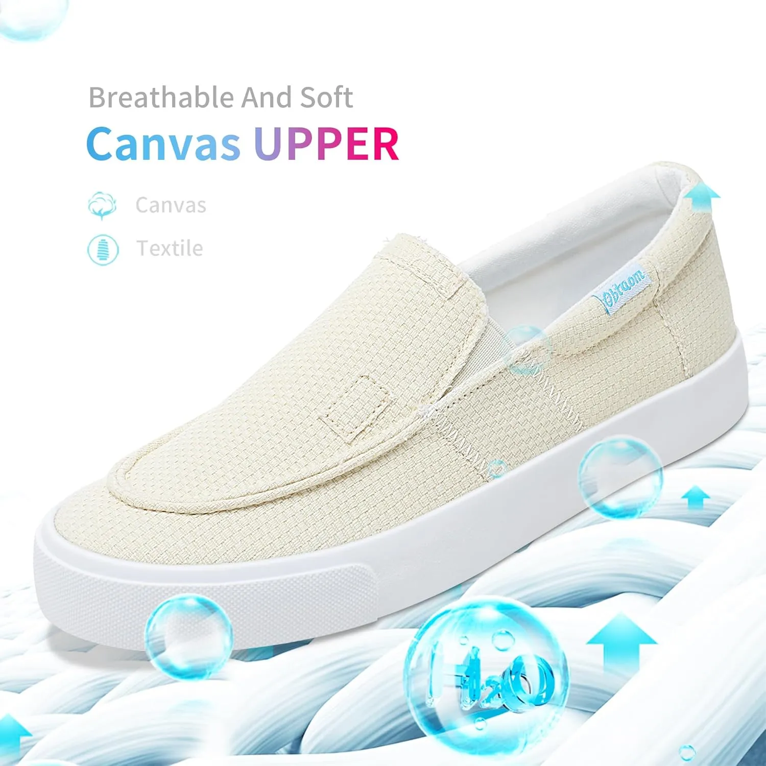 Obtaom Slip On Shoes Canvas Slip On Sneakers Comfy Arch Support Loafers Casual Canvas Fashion Sneaker