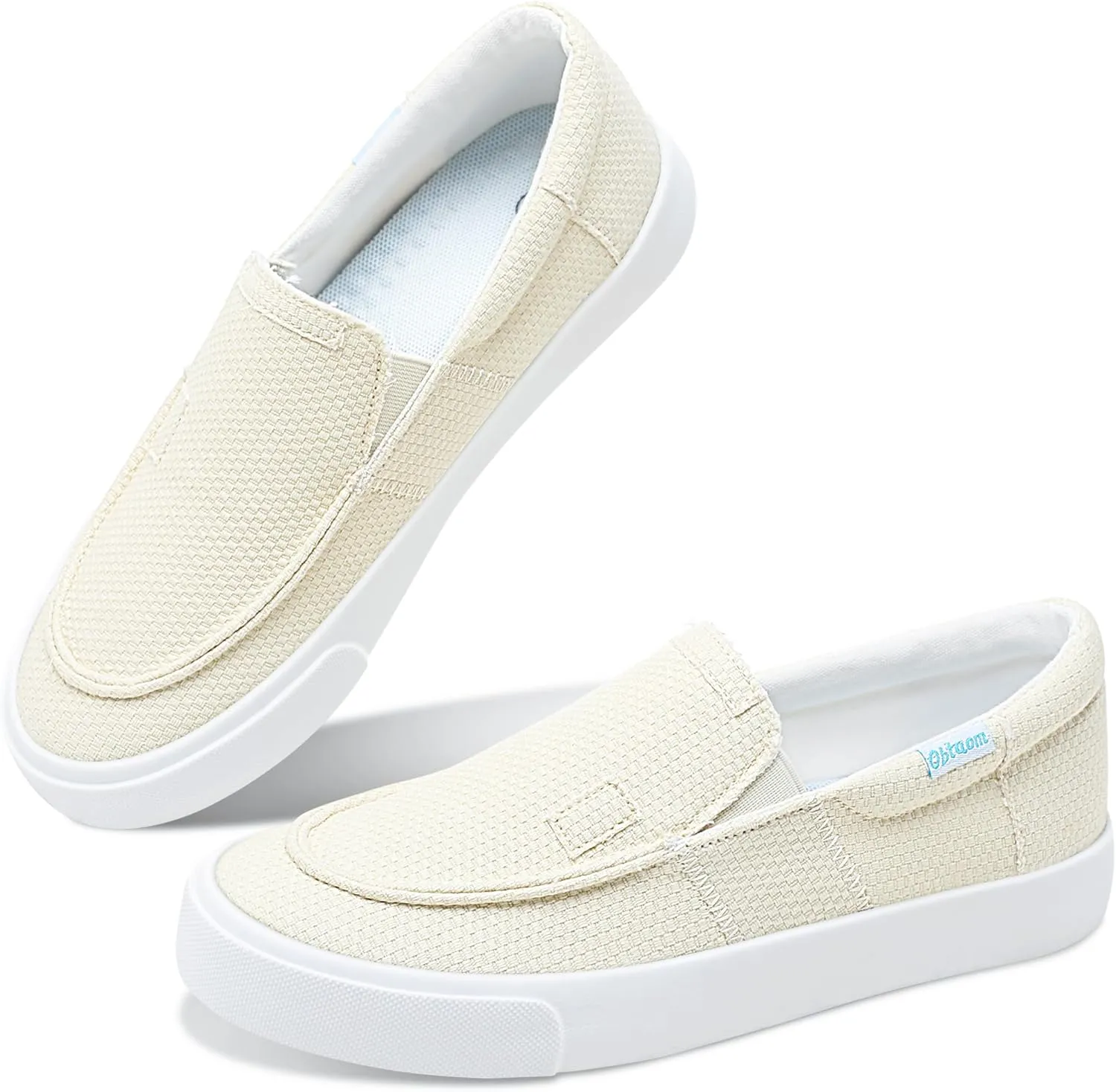 Obtaom Slip On Shoes Canvas Slip On Sneakers Comfy Arch Support Loafers Casual Canvas Fashion Sneaker
