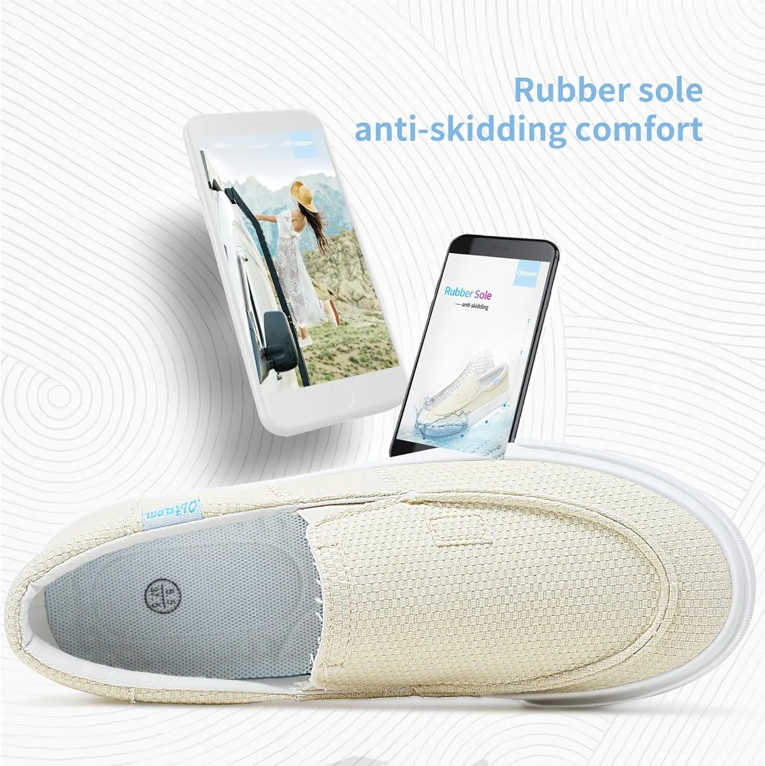 Obtaom Slip On Shoes Canvas Slip On Sneakers Comfy Arch Support Loafers Casual Canvas Fashion Sneaker